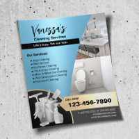 Modern Light Blue House Cleaning Maid Service