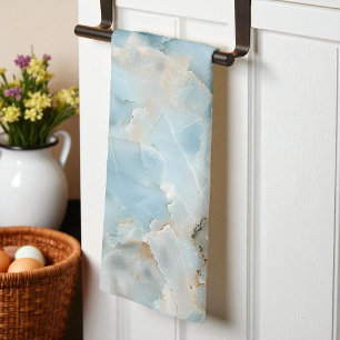 Modern Light Blue Luxurious Aesthetic Gemstone Tea Towel