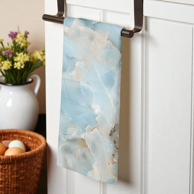 Modern Light Blue Luxurious Aesthetic Gemstone Tea Towel (Modern Light Blue Luxurious Aesthetic Gemstone Kitchen Towel)