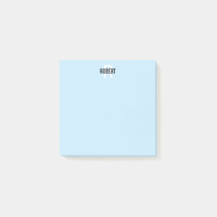 Modern light blue monogram name post-it notes