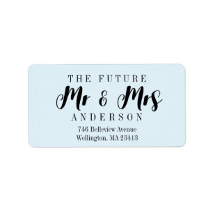 Modern Light Blue The Future Mr. and Mrs. Script Label
