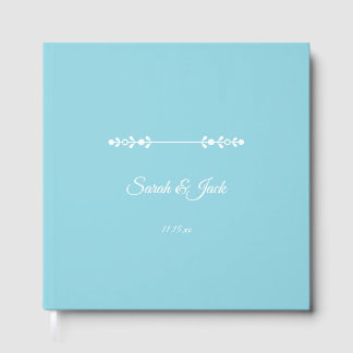 Modern Light Blue & White Wedding Guest Book