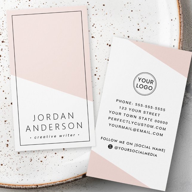Modern light blush pink geometric business card (Modern light blush pink geometric business card)