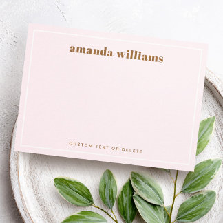 Modern light blush pink name & text mini notecard business card