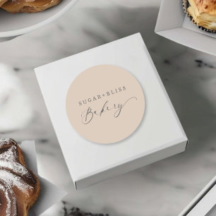 Modern Light Brown Beige Handwritten Script Bakery Classic Round Sticker