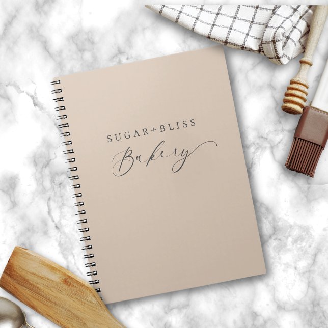 Modern Light Brown Beige Handwritten Script Bakery Notebook (Creator Uploaded)