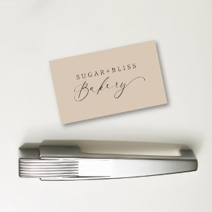 Modern Light Brown Handwritten Script Bakery Magnetic Business Card