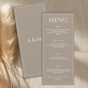 Modern light brown minimalist wedding menu