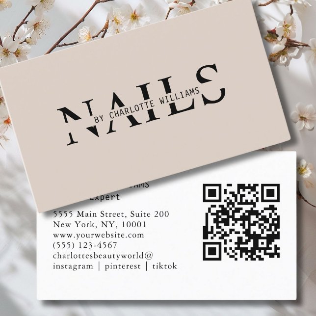 Modern, Light Brown, QR Code Business Card (Modern, Light Brown, QR Code Business Card. Perfect for Beauty, Nails, Lashes, Hair experts and more)