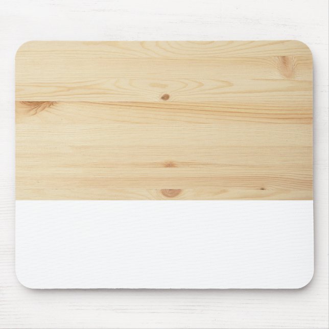 Modern light brown white rustic wood mouse pad (Front)