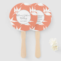 Modern Light Coral Leaves Silo Wedding Round