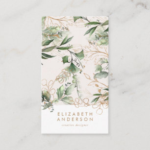 Modern Light Eggshell White Eucalyptus Corporate B Business Card