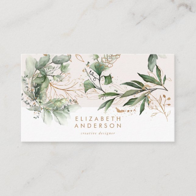 Modern Light Eggshell White Eucalyptus Corporate Business Card (Front)
