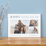 Modern Light | Elegant Hanukkah Photo Collage Holi Holiday Card<br><div class="desc">Share Hanukkah wishes with these simple and elegant photo collage cards,  featuring three of your favourite photos aligned in the centre. "Happy Hanukkah" appears across the top in chic and modern lettering,  with a custom message and your family name along the bottom.</div>