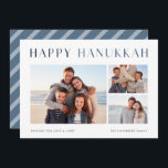 Modern Light | Elegant Hanukkah Photo Collage Holiday Card<br><div class="desc">Share Hanukkah wishes with these simple and elegant photo collage cards,  featuring three of your favourite photos aligned in the centre. "Happy Hanukkah" appears across the top in chic and modern lettering,  with a custom message and your family name along the bottom.</div>