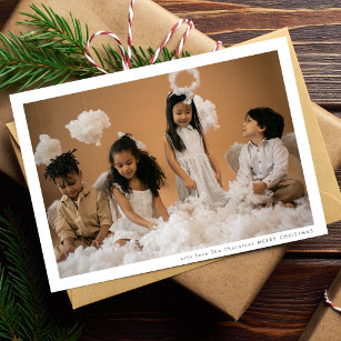 Modern Light Frame Grey MERRY CHRISTMAS Photo Holiday Card