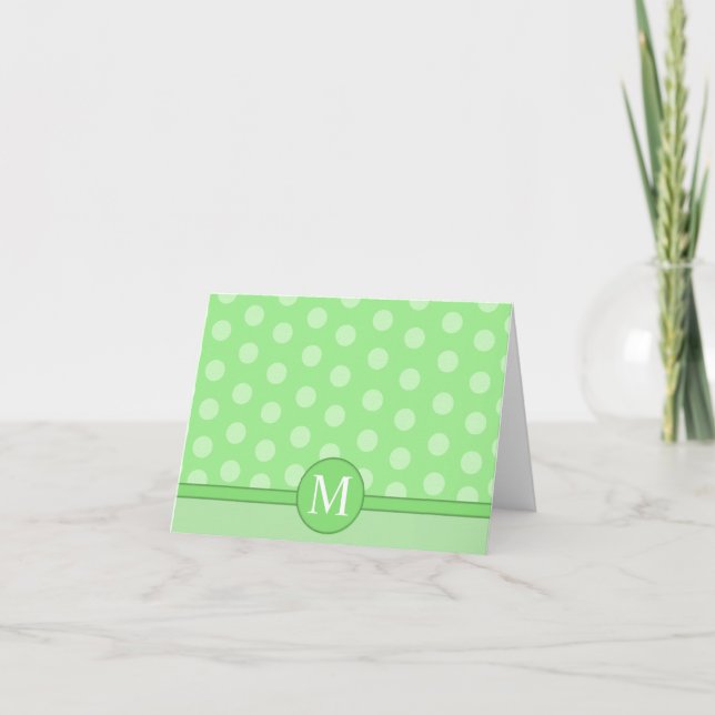 Modern Light Green Polka Dot Note Card Thank you (Front)