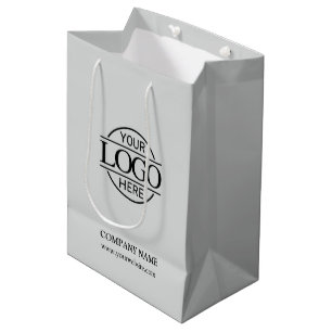 Modern Light Grey Corporate Company Business Logo Medium Gift Bag