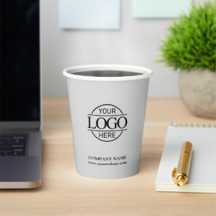 Modern Light Grey Corporate Company Business Logo Paper Cups