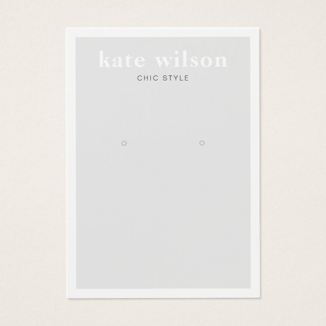 Modern Light Grey Earring Display Card (Front)
