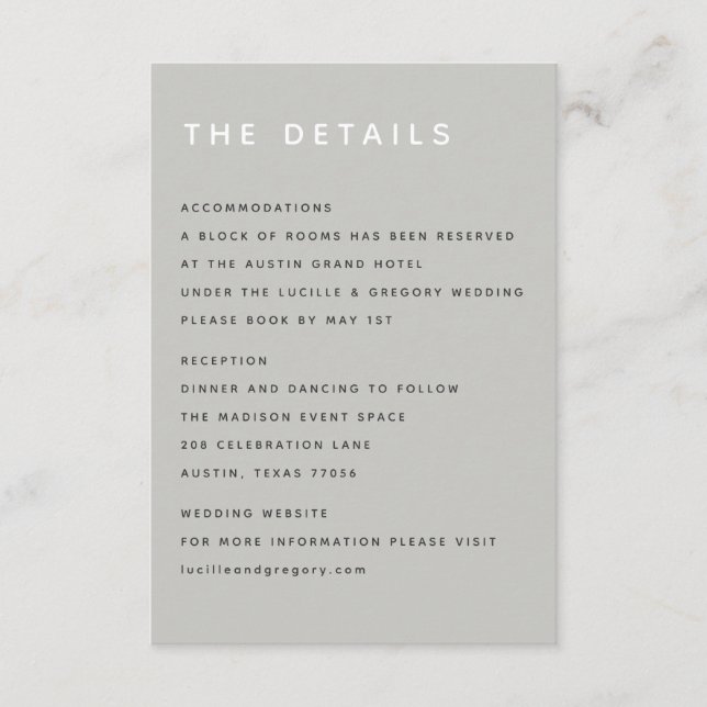 Modern Light Grey Editorial All Caps Enclosure Card (Front)