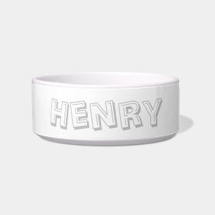Modern light grey fun typography custom name bowl
