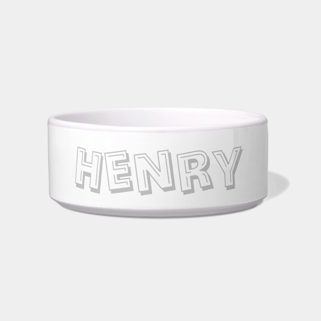 Modern light grey fun typography custom name bowl (Front)