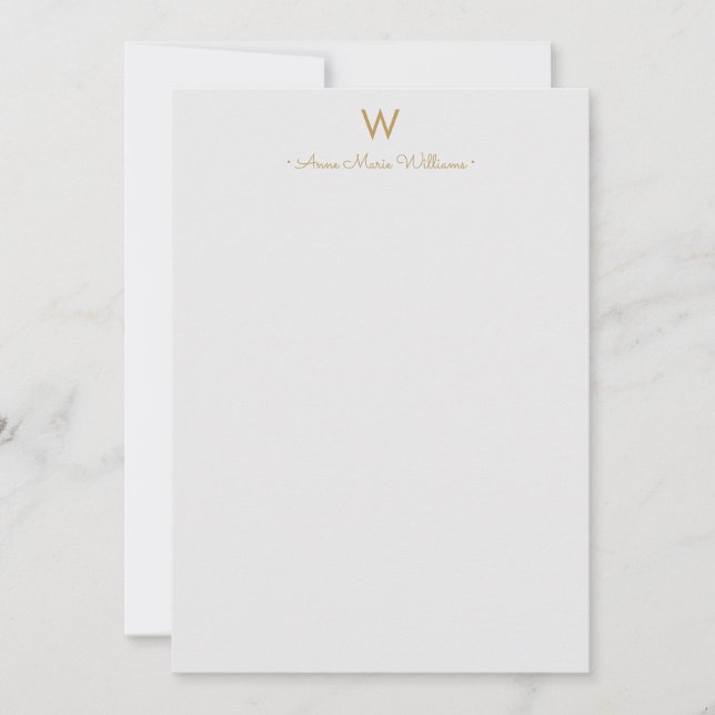 Modern Light Grey Gold Script Monogram Card (Front)