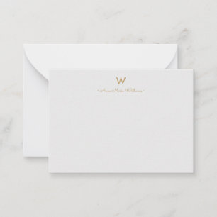 Modern Light Grey Gold Script Monogram Card