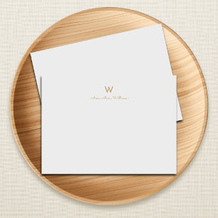 Modern Light Grey Gold Script Monogram Card