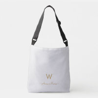 Modern Light Grey Gold Script Monogram