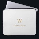 Modern Light Grey Gold Script Monogram Laptop Sleeve<br><div class="desc">A modern,  elegant monogram design with gold handwritten minimalist script typography and sans serif block typography on an elegant pale pastel Light Grey background. The monogram and name can be easily personalised.</div>