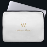 Modern Light Grey Gold Script Monogram Laptop Sleeve<br><div class="desc">A modern,  elegant monogram design with gold handwritten minimalist script typography and sans serif block typography on an elegant pale pastel Light Grey background. The monogram and name can be easily personalised.</div>