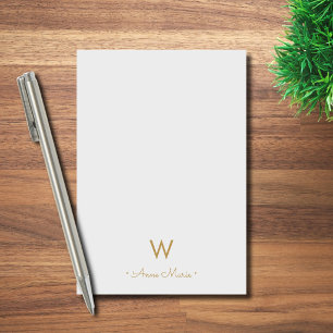 Modern Light Grey Gold Script Monogram Post-it Notes