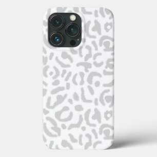 Modern Light Grey Leopard Animal Print   iPhone 13 Pro Case