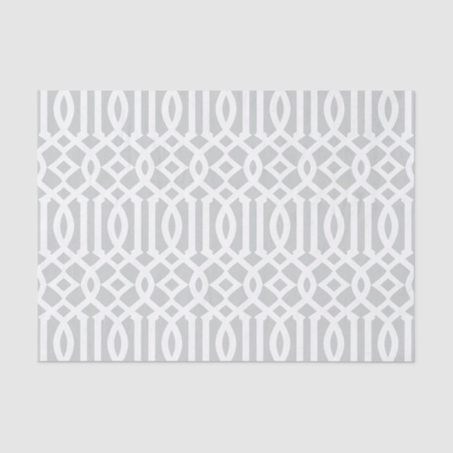 Modern Light Grey Moroccan Trellis Pattern Tissue Paper (Front)
