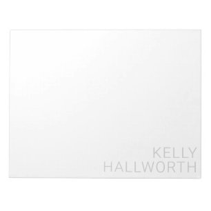 Modern Light Grey Name On White Notepad