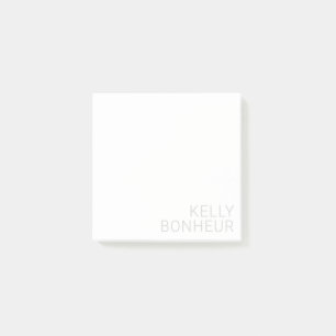 Modern Light Grey Name On White Post-it Notes