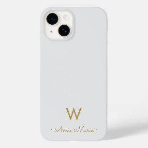Modern Light Grey Script Monogram Case-Mate iPhone 14 Case