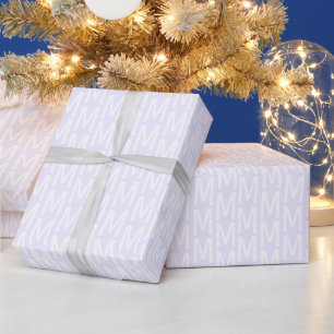 Modern light lavender lilac custom monogram wrapping paper
