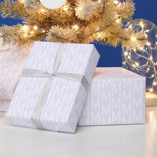 Modern light lavender lilac custom monogram wrapping paper (Holidays)