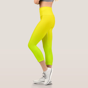 Modern Light Lime and Lemon Ombre Capri Leggings