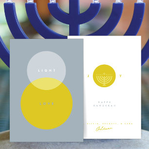 Modern Light & Love Gray & Gold Hanukkah  Card