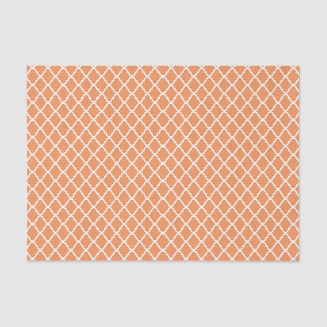 Modern Light Orange Moroccan Quatrefoil Pattern Tissue Paper (Front)