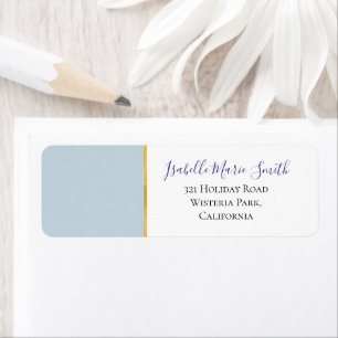 Modern Light Orchid Blue Wedding Return Address Label