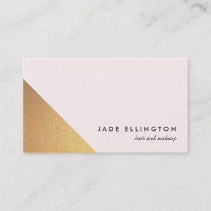 Modern Light Pink and Gold Geometric Beauty Business Card