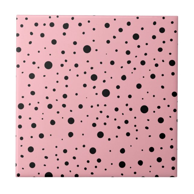 Modern Light Pink & Black Decor | Pink Decorative Ceramic Tile (Front)
