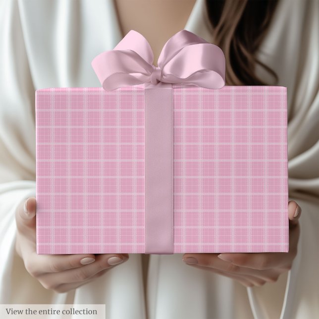 Modern Light Pink Chequered Birthday Gift Wrap (Modern Light Pink Checkered Birthday Gift Wrap)
