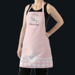 Modern Light Pink Elegant Name Baker Chef Catering Apron<br><div class="desc">Create elegant aprons for your baking business with this modern blush pink and white chef apron. This fully editable catering apron design features stylish script fonts, space for your name or logo. The bottom of the apron features a subtle light white heart pattern with bakery whisks. Perfect to make custom...</div>