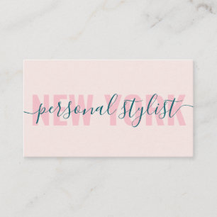 Modern light pink fashion stylist script signature business card